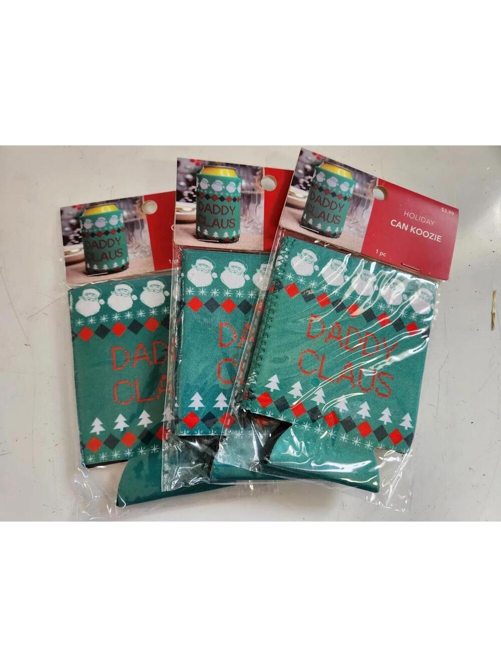 Daddy Claus Green Can Coozie Lot Of 3